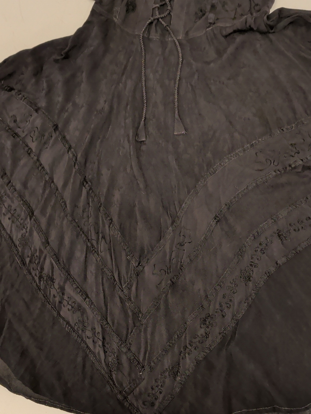 Bohemian Sleeveless Corset Lace Midi Dress Embroidered Vintage Black Full Skirt - Picture 15 of 16